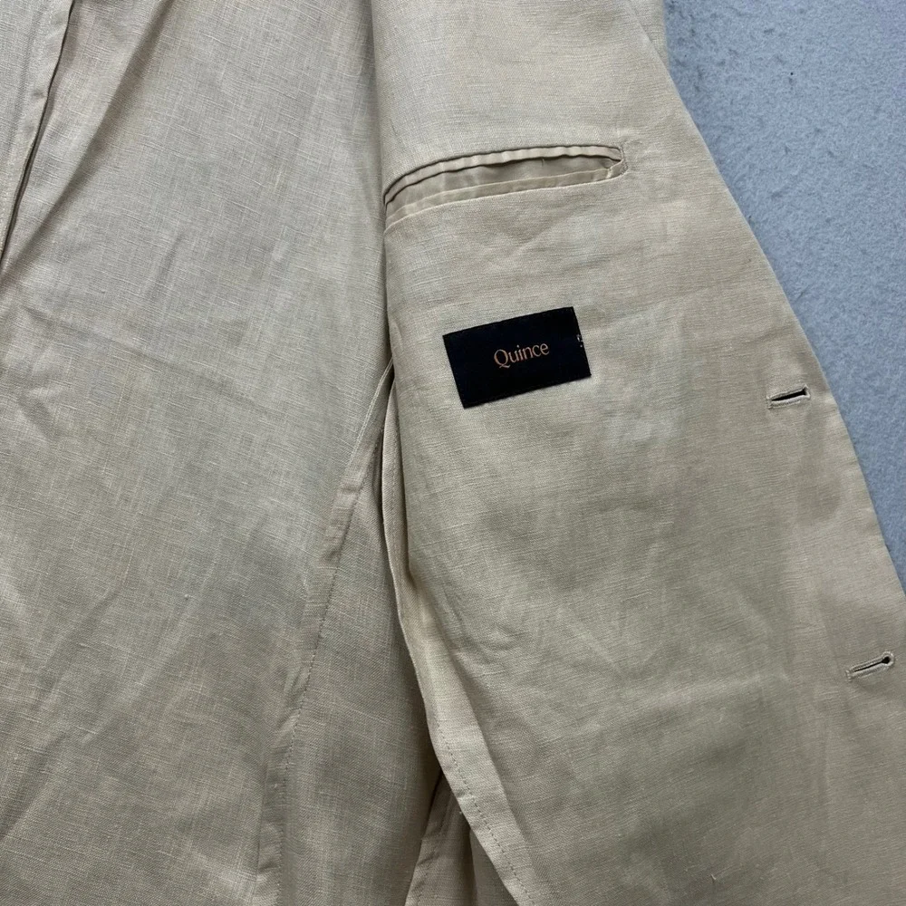 Quince Mens 100% European Linen Blazer Off White Two Button Jacket Size L